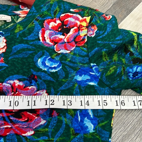 Zara Textured Green Floral Print Dress Gathered Side Size S Long Sleeve Bodycon - Picture 8 of 16